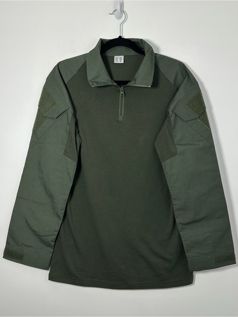 Military Tactical Combat Shirt Olive Green Quarter Zip Long Sleeve Size XS